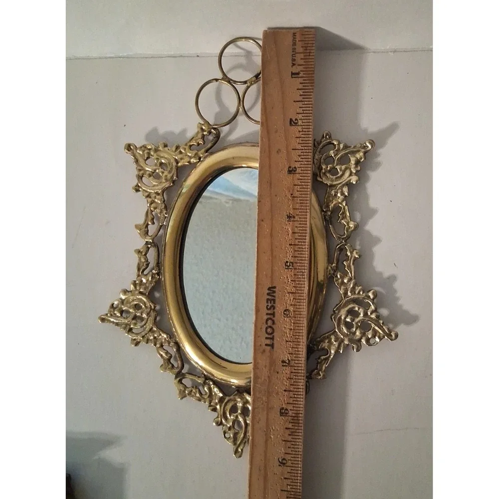 Vintage Brass Ornate Wall Mirror Rococo Baroque New in Box 9